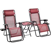 Los mejores  - AmazonBasics - Set de 2 sillas con gravedad cero y mesa auxiliar- de color rojo